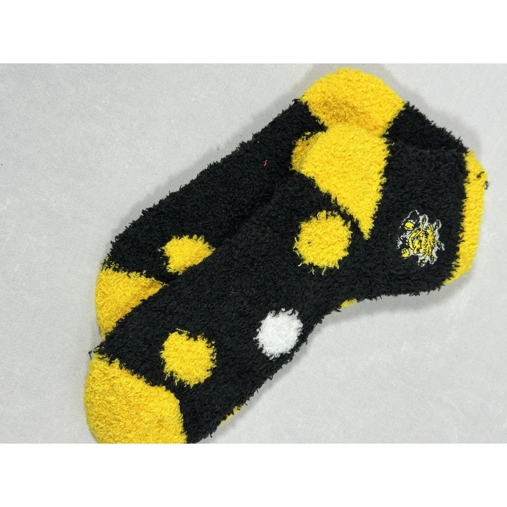 Black and Yellow Wichita State Shockers Fuzzy Socks‎